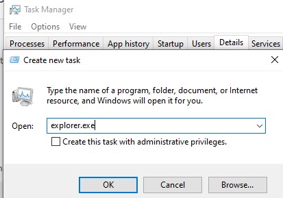 reiniciar explorer.exe