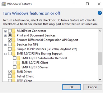 Windows10 cuenta con compatibilidad con archivos compartidos SMB 1.0 / CIFS