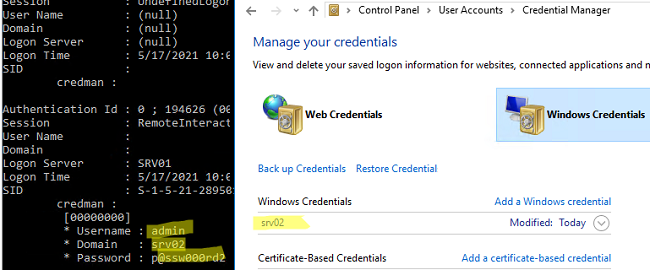 ver la contraseña de texto sin formato almacenada en el Administrador de credenciales de Windows 