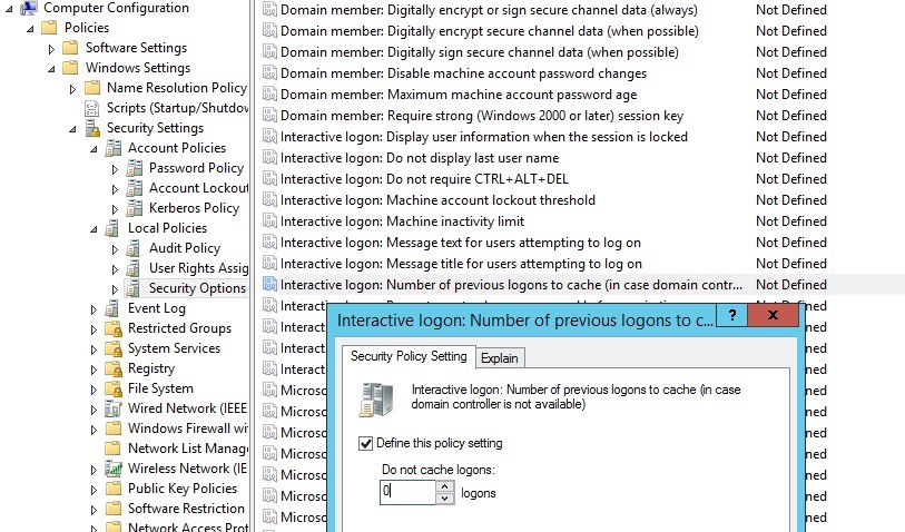 Deshabilitar el almacenamiento en caché de credenciales de Windows