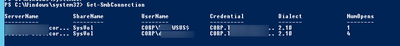 Get-SmbConnection comprobar la versión SMB usada