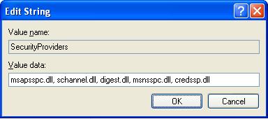 Windows xp NLA Support SecurityProviders clave