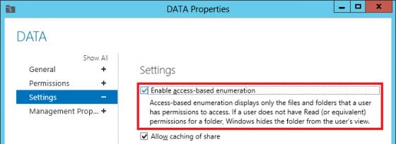 Windows Server 2012: habilite la enumeración basada en el acceso