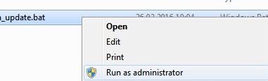 restablecer el script de actualización de Windows: ejecutar como administrador