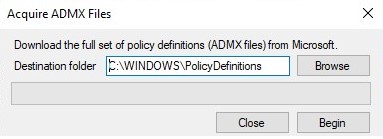 descargar los últimos archivos admx en la ventana 10