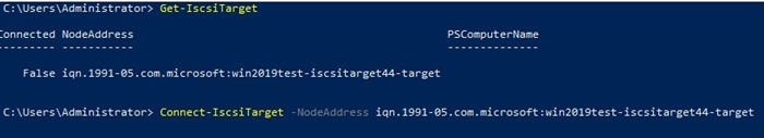Nodo Connect-IscsiTarget