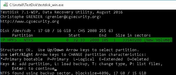 se encontró la partición ntfs antigua