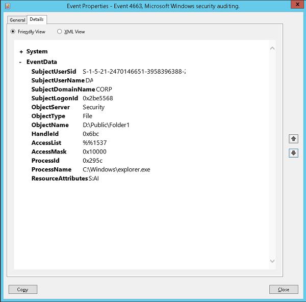 Auditoría de seguridad de Windows: propiedades del evento 4663