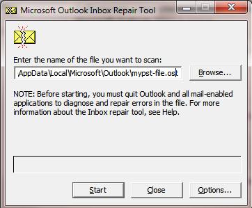 scanpst.exe - Herramienta de reparación de la bandeja de entrada de Microsoft Outlook 