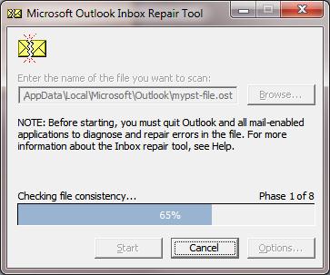 un archivo PST Outlook dañado con Scanpst - informaticamadridmayor.es