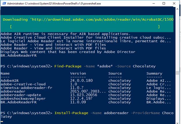 Install-Package -Name adobereader -ProviderName Chocolatey
