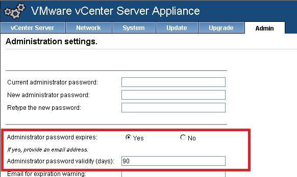 Configuración de contraseña de vCSA