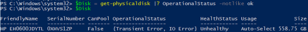 Get-PhysicalDisk No me gusta ok