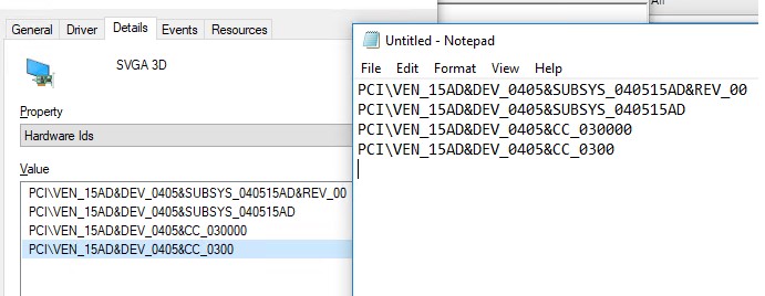 ID del dispositivo del adaptador de video: pci  ven