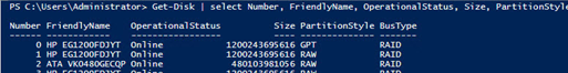 Get-Disk: raid no es compatible con S2D