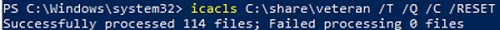 icacls restablece los permisos de la carpeta ntfs