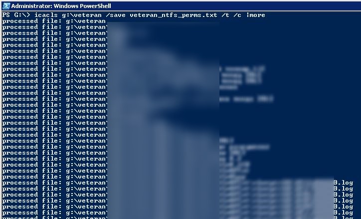 icacls guarda el permiso ntfs en todos los archivos de la carpeta