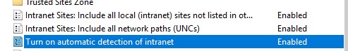 Políticas de GPO para asignar automáticamente servidores locales a la zona de intranet
