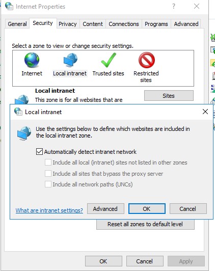 Seguridad de IE: configuración de la zona de intranet local