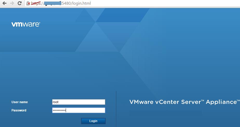 interfaz web del dispositivo vcsa