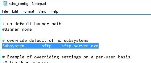 archivo openssh sshd_config en Windows