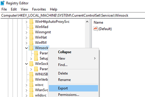 guardar la configuración actual de Winsock