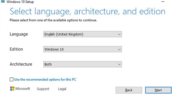 seleccione la imagen de windows10