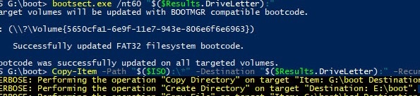 escribir la imagen de instalación de Windows en una memoria USB usando powershell