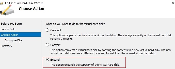 expandir el archivo vhdx en el host de windows hyper-v