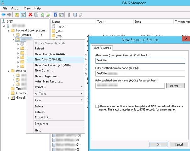 agregar alias (cname) en dns 