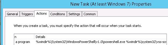 tarea para ejecutar el script de powershell