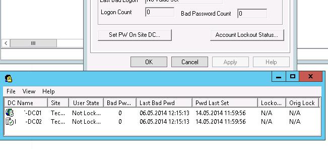LockoutStatus en la consola aduc