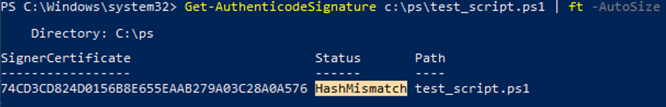 Get-AuthenticodeSignature HashMismatch 