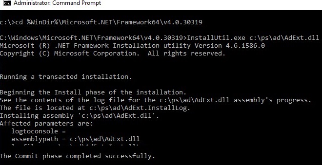 instalar la extensión adext.dll