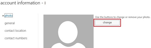 aplicación web outlook cargar foto de usuario