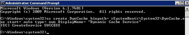instalar el servicio DynCache