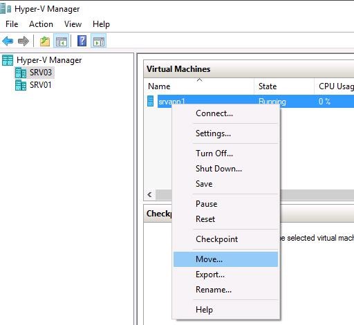 hyper-v 2016 - mover vm
