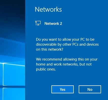 ¿Quiere permitir que su PC sea detectable por otras PC y dispositivos en esta red?  Recomendamos permitir esto en las redes de su hogar y trabajo, pero no en las públicas. 