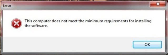Esta computadora no cumple con los requisitos mínimos para instalar este software