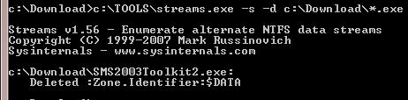 streams - borrar archivos ntfs streams