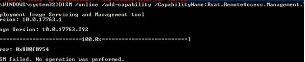 Error de rsat de capacidad adicional de DISM 0x800f0954