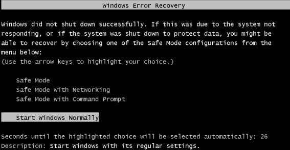 Recuperación de errores de Windows