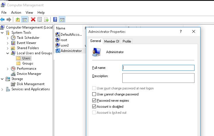 Windows 10 habilita el administrador incorporado
