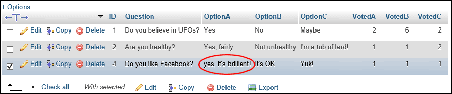 Editar un campo de tabla