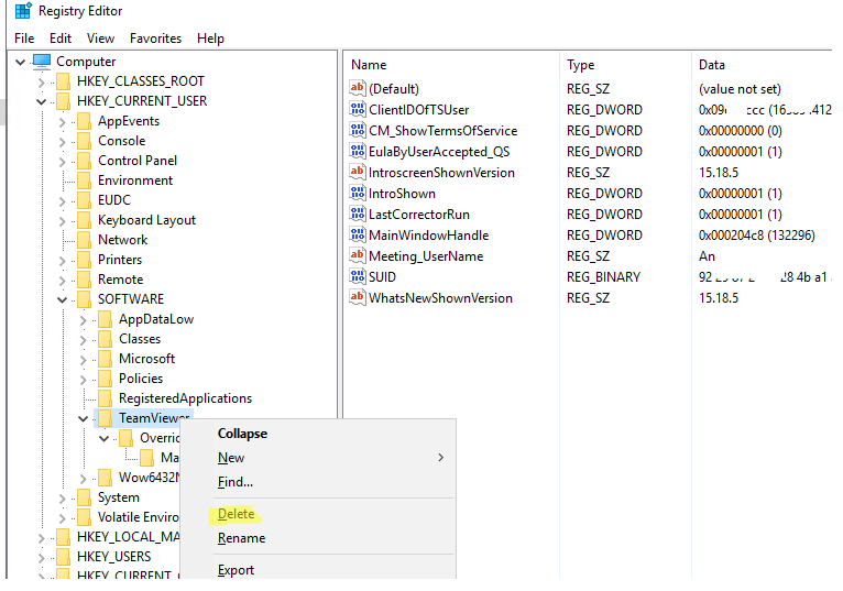 reinicio de id de teamviewer