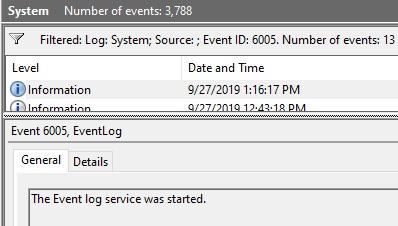 encontrar el tiempo de actividad de Windows