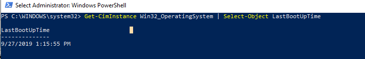 comando de tiempo de actividad del servidor de windows