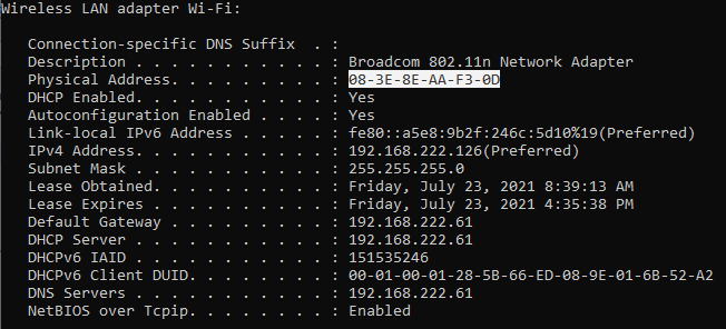 reserva ip dhcp