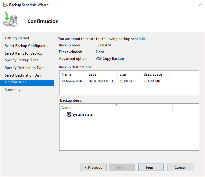 directorio activo de respaldo de windows server 2016