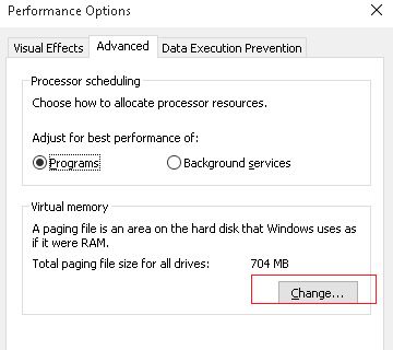 eliminar archivo de intercambio de windows 10